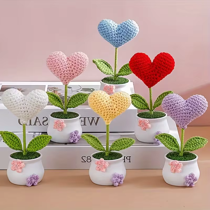 Plantes artificielles en pot en forme de cœur accrochées à la main - Sélection de décoration de maison et de cadeaux