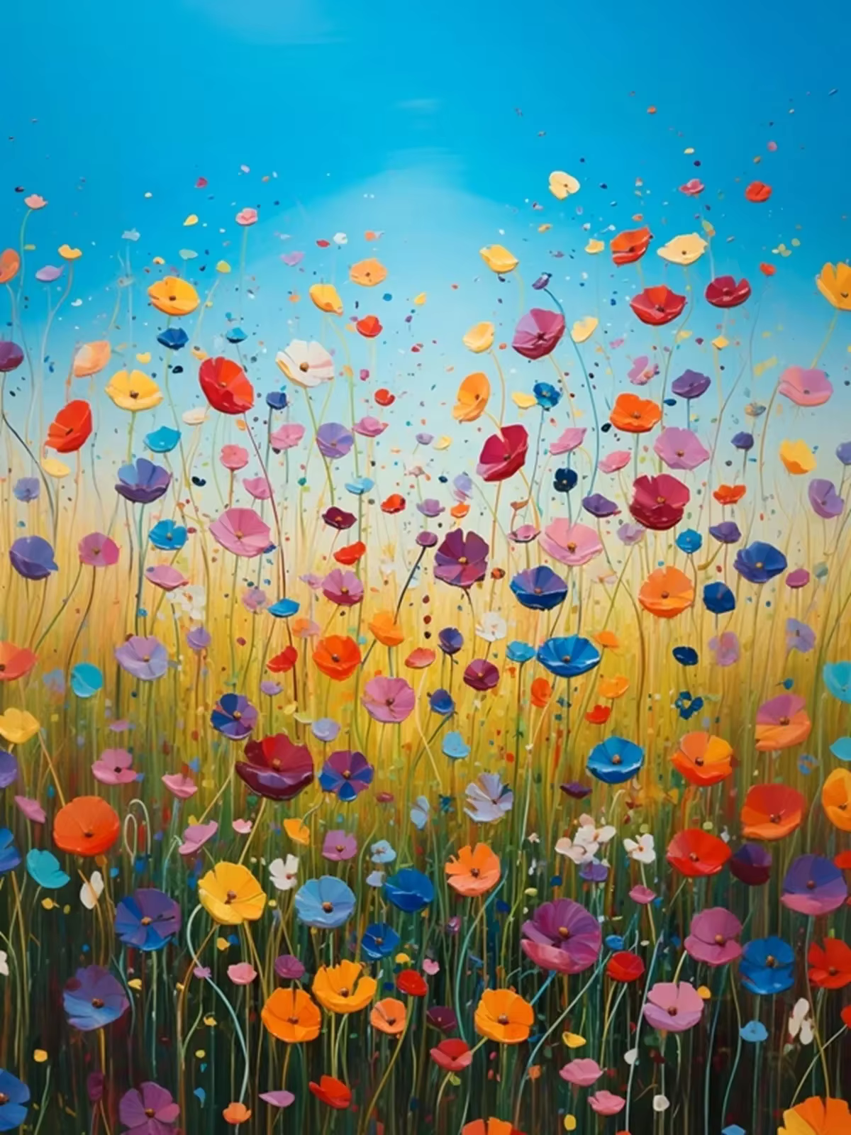 Toile de peinture de fleurs abstraites