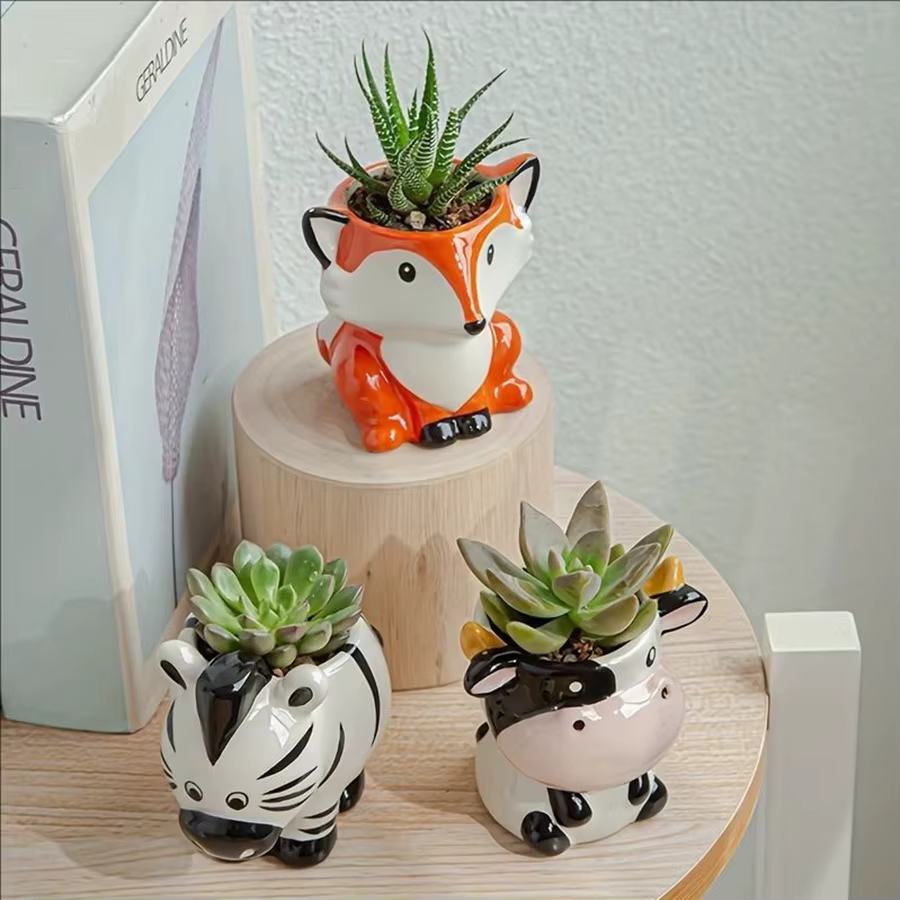 Pot de fleurs en forme d'animal de dessin animé