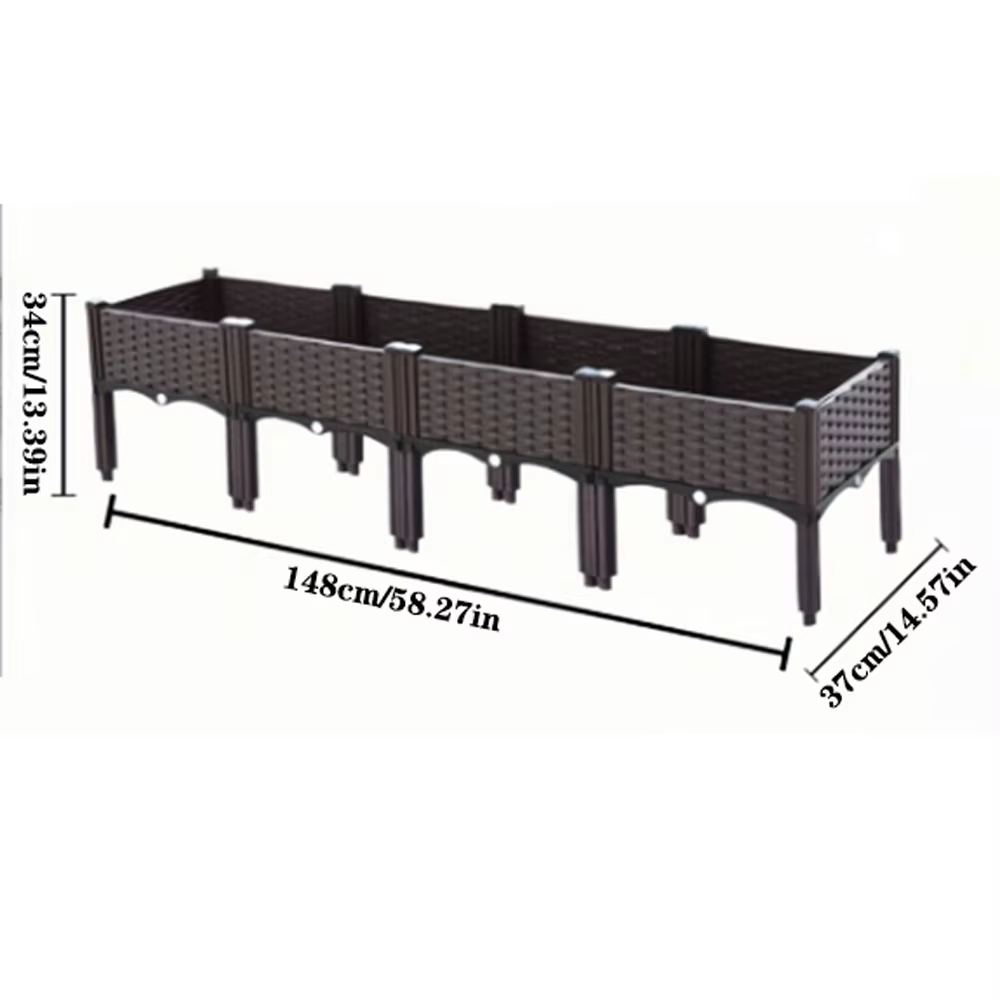 Boîte de plantation à 4 compartiments pour balcon domestique