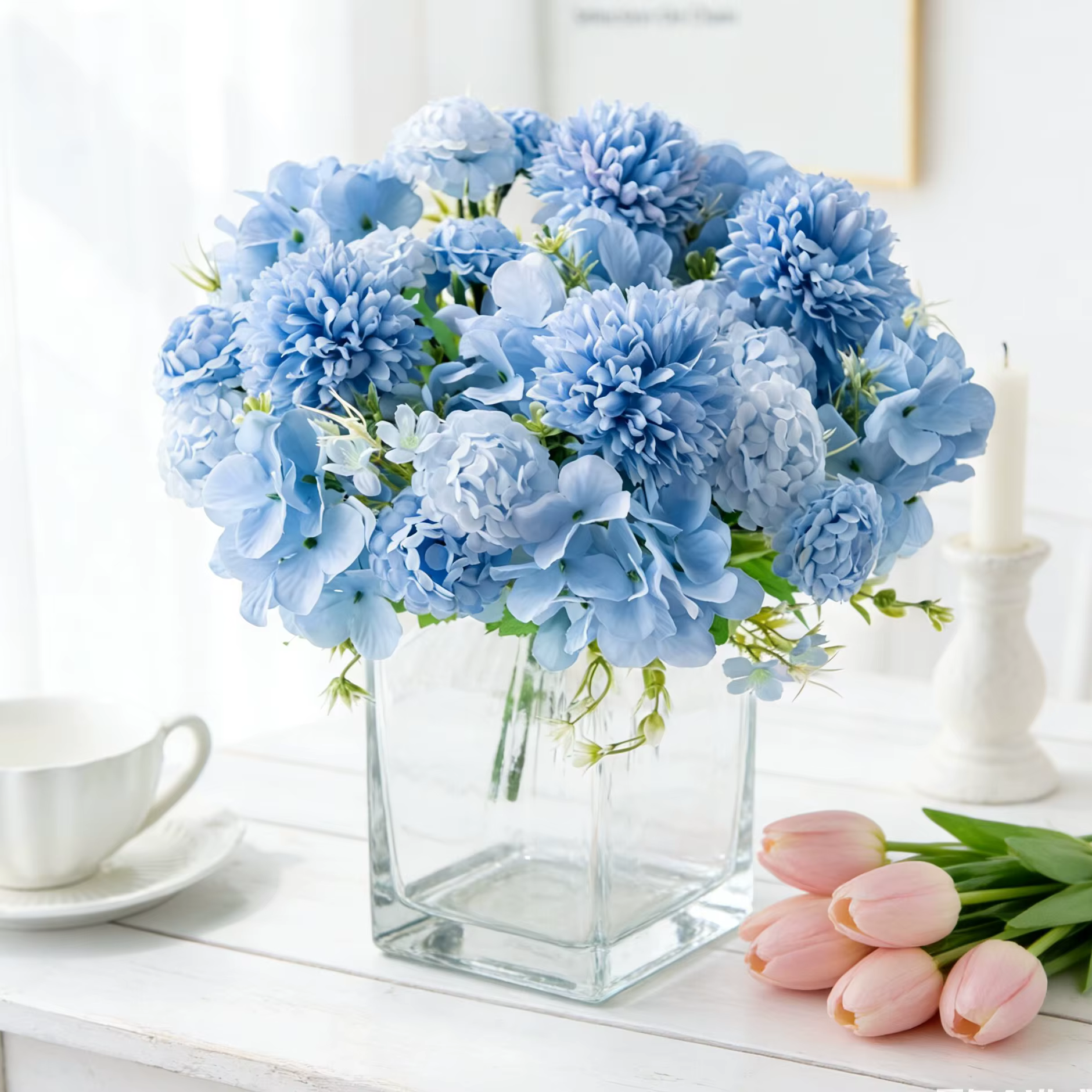 Hydrangeas artificiels en soie