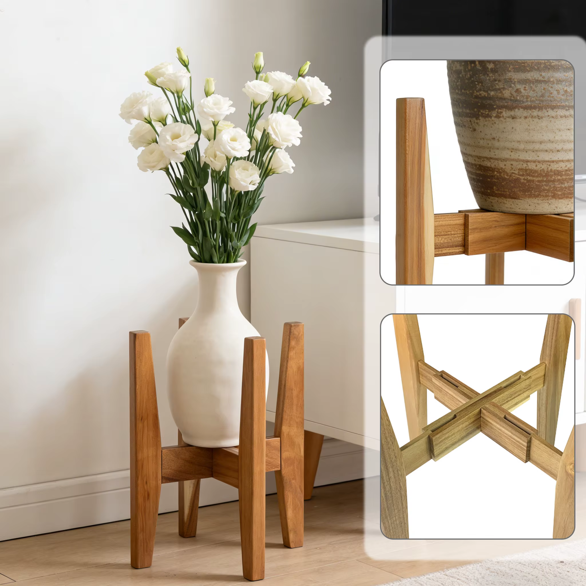 Support à fleurs en bois