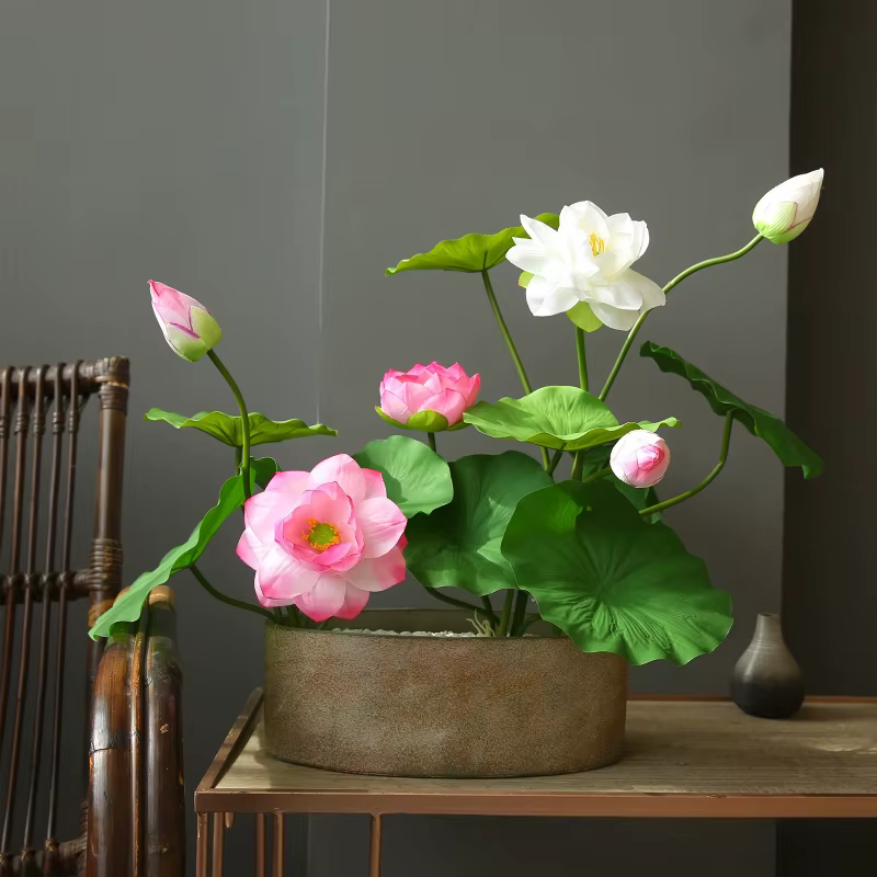 5 pièces de nouvelles branches de lotus roses chinoises