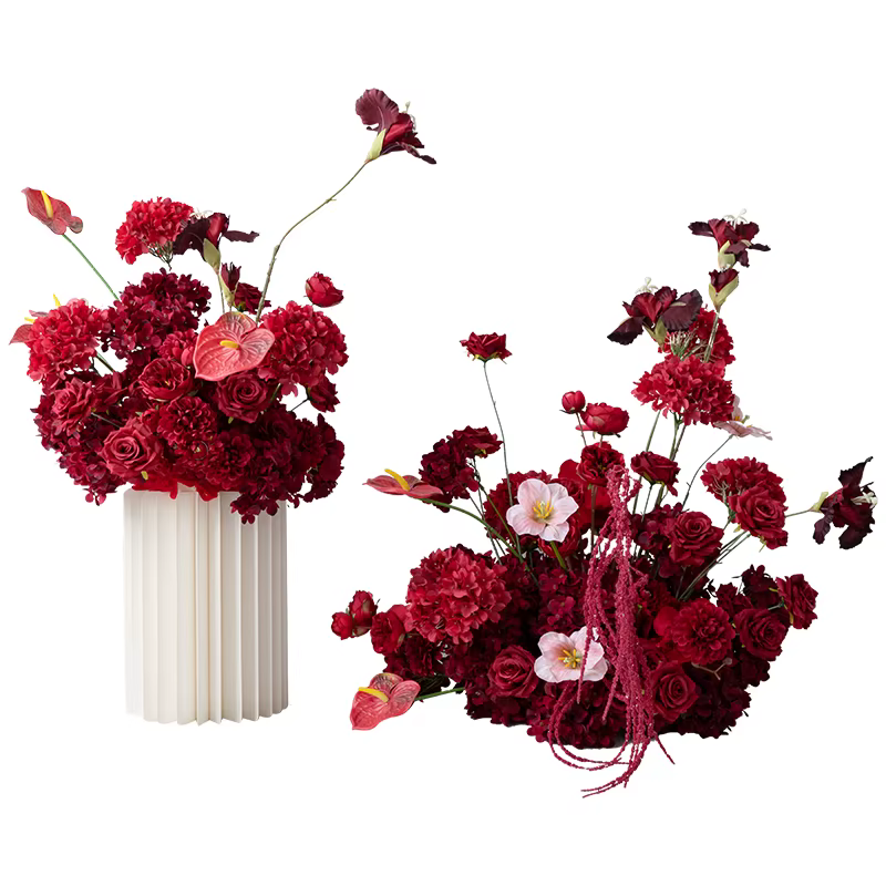 Fleur artificielle rouge bordeaux pour décoration de table