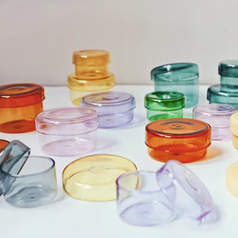 Bocal de rangement en verre décoratif