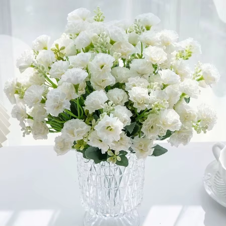 Fleurs artificielles 5 fourches 15 têtes petite œillet pour décoration d'arche de mariage