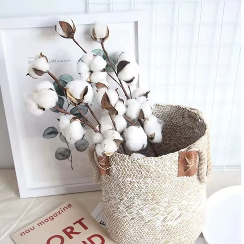 Plantes artificielles coton naturel fleur branches mariage festivals fêtes guirlandes maison chambre atmosphère chaleureuse table à manger décor