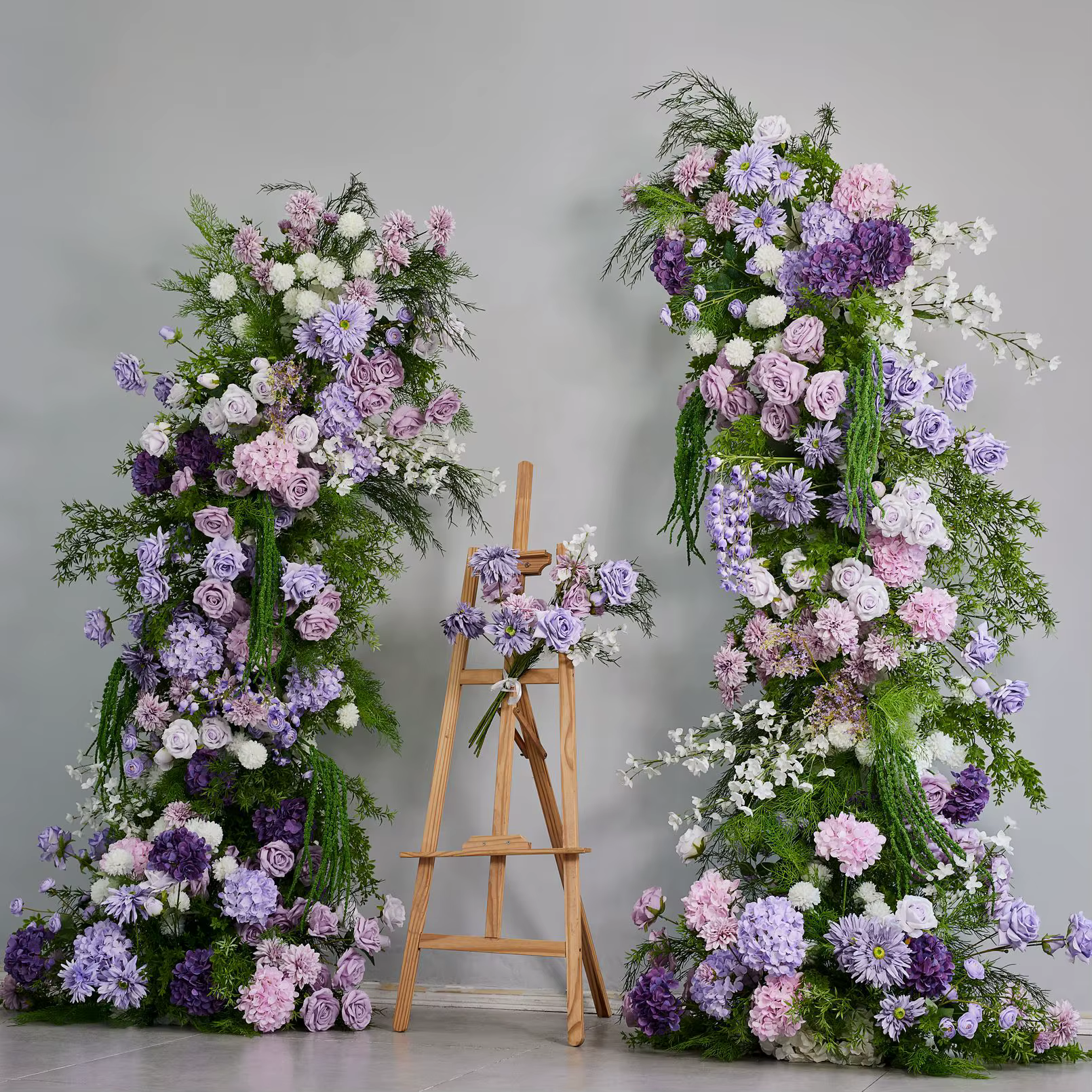 Uflower violet Rose hortensia plantes vertes toile de fond de mariage corne arc décor Arrangement événement accessoire fleur support fenêtre affichage 