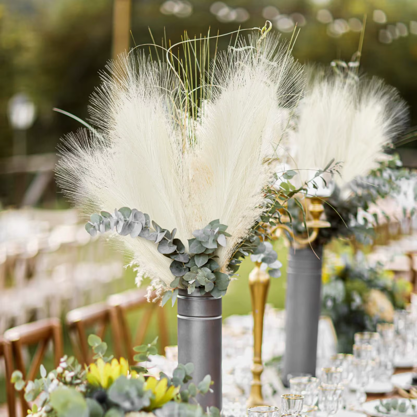 Fausses fleurs artificielles marron Pampas