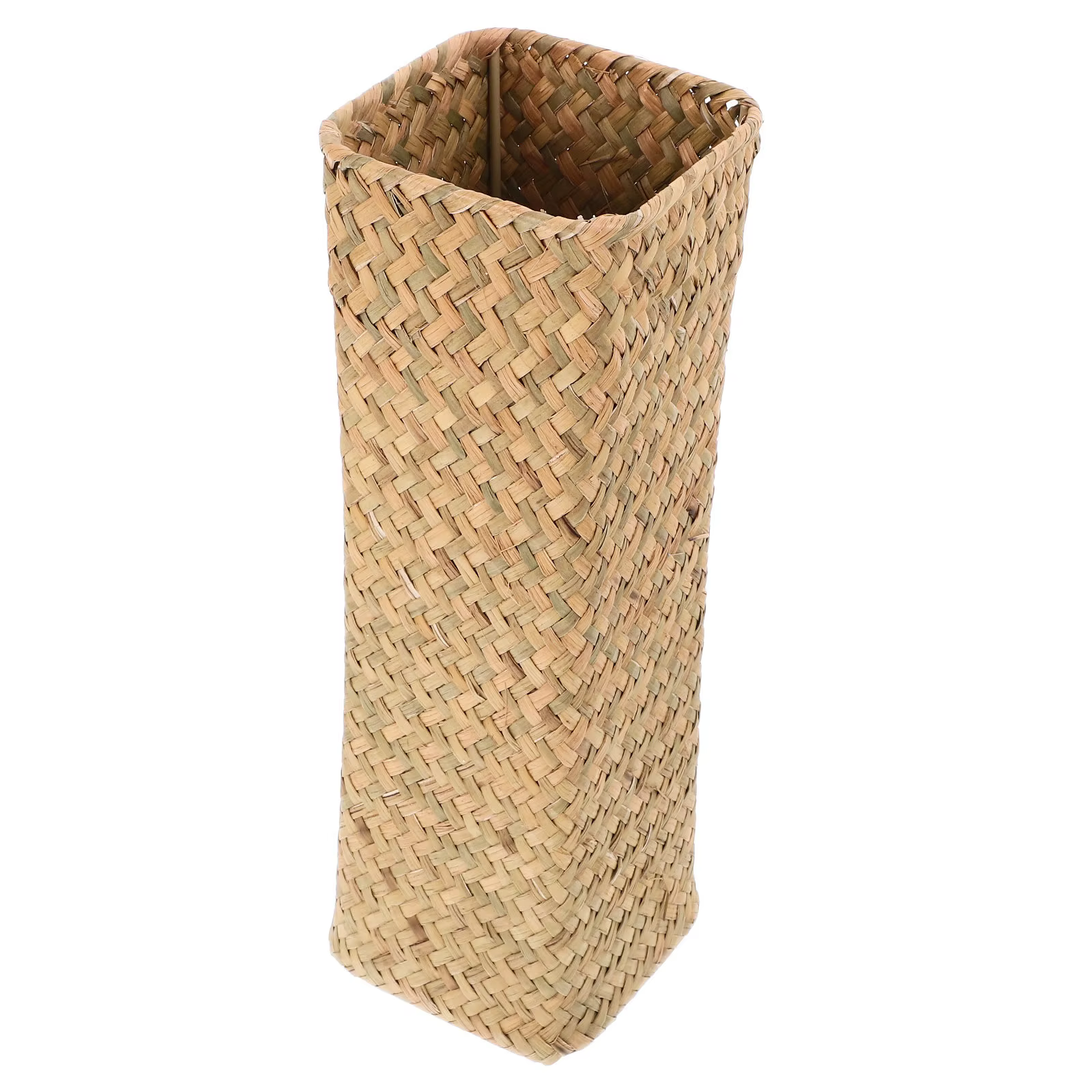 Vase à fleurs en paille tressée