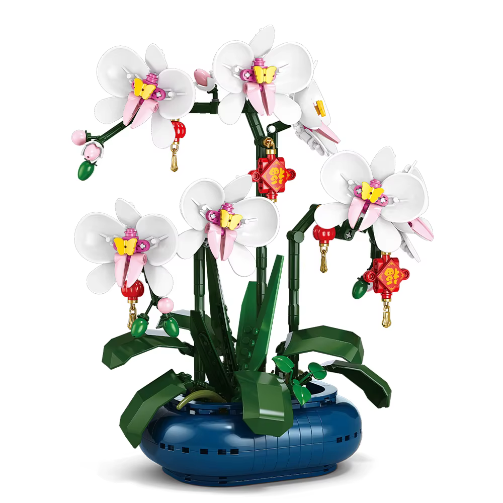 Ville créativité Bouquet de fleurs fleur de prunier bonsaï plante en pot blocs de construction modèle décoration de la maison jouet pour enfants cadeau 