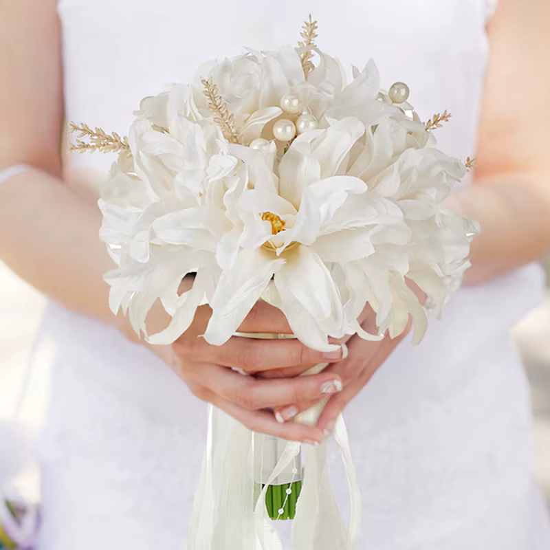 Bouquet artificiel de dahlias pour la mariée