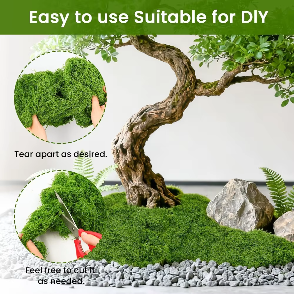 Plantes artificielles en pot de mousse verte