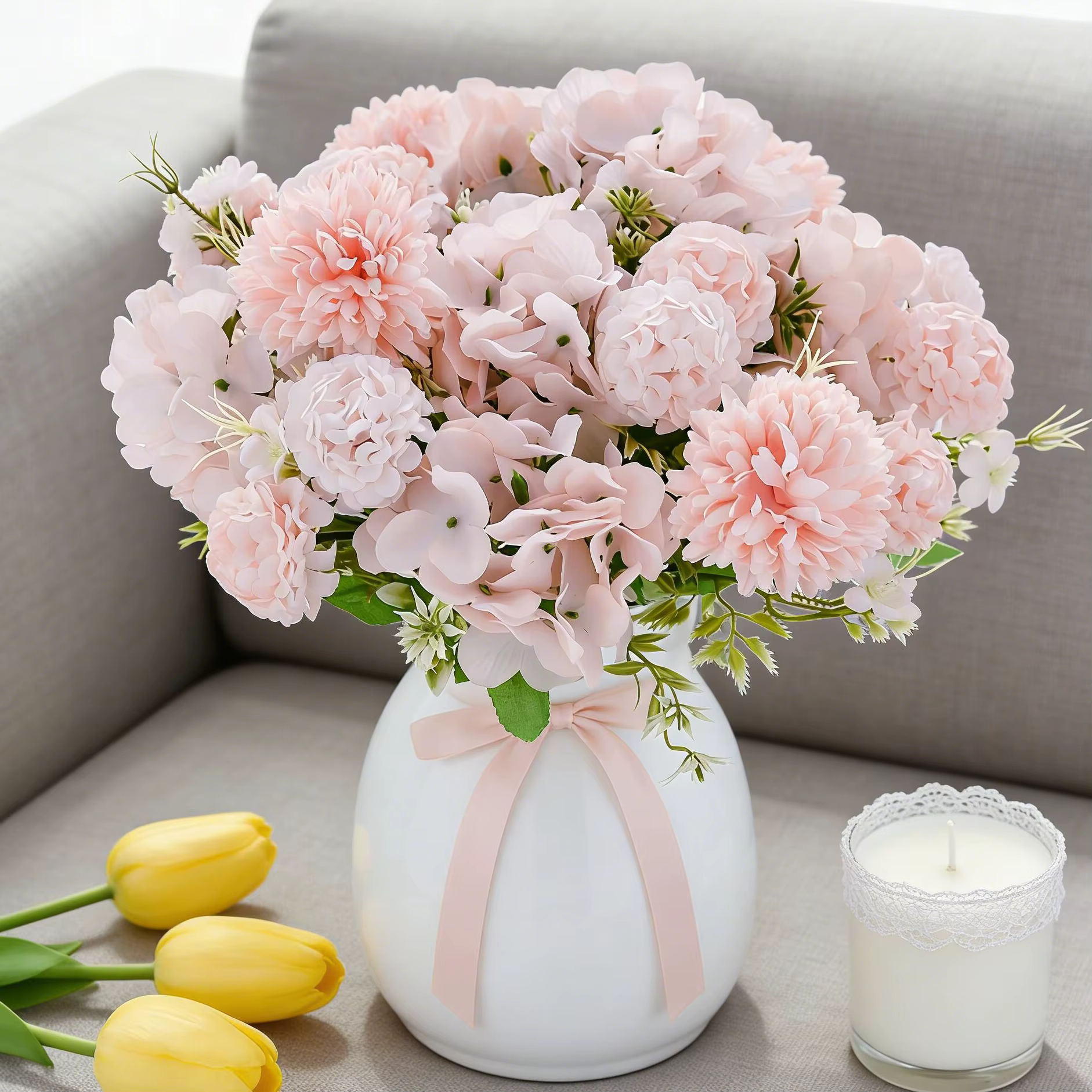 Hydrangeas artificiels en soie