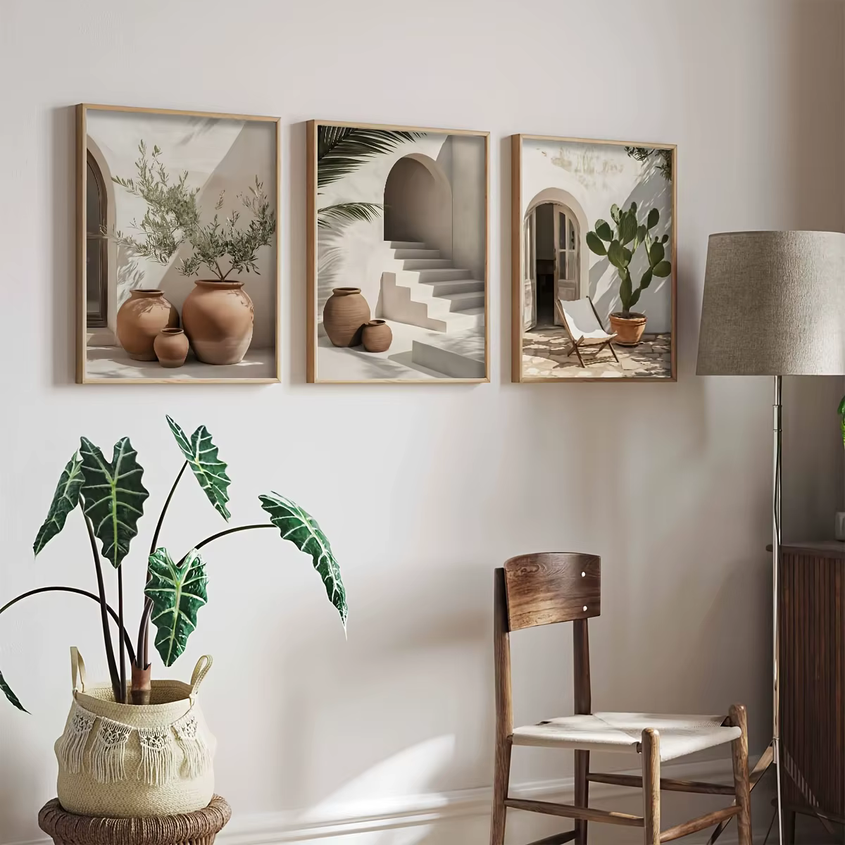 3 pièces méditerranéen bohème plantes en pot imprime affiche moderne photographie Art