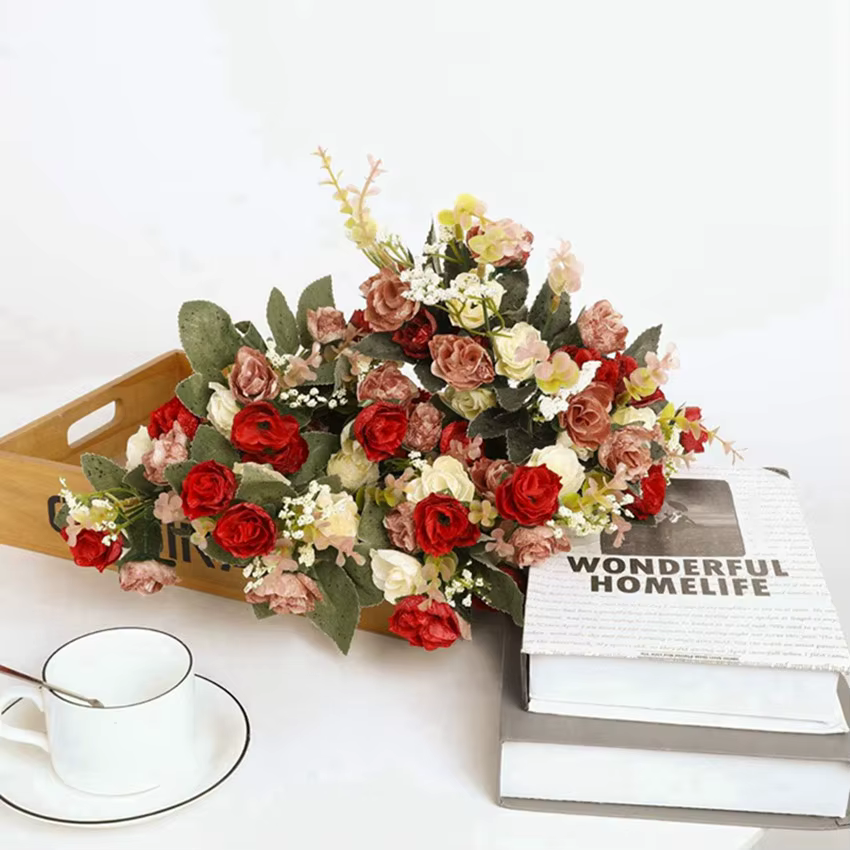 Rose artificielle en soie