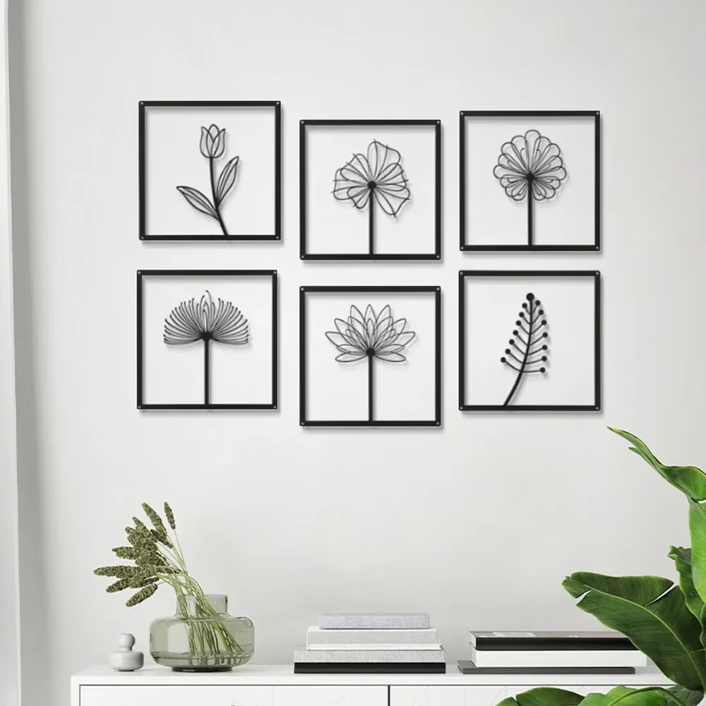 Nordique fleur métal mur Art macramé mur pendentif décor salon suspendus