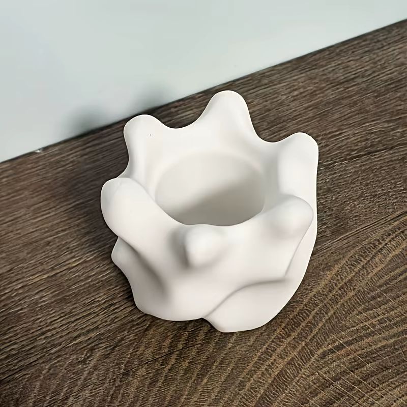 Pot de fleurs géométrique rétro moderne pour intérieur/extérieur avec trou de drainage - Pot de plante de forme