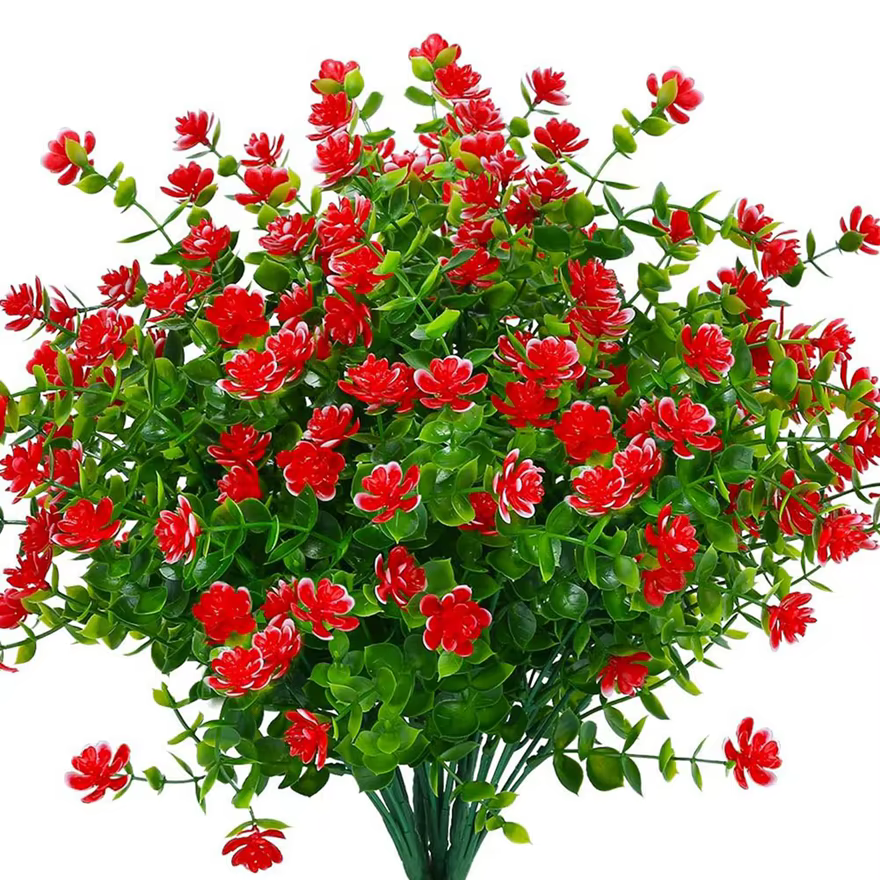 Fleurs en plastique artificielles faux eucalyptus plante mariage arc couronne maison pot