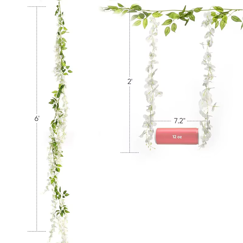 10 Branches de fleurs artificielles de glycine