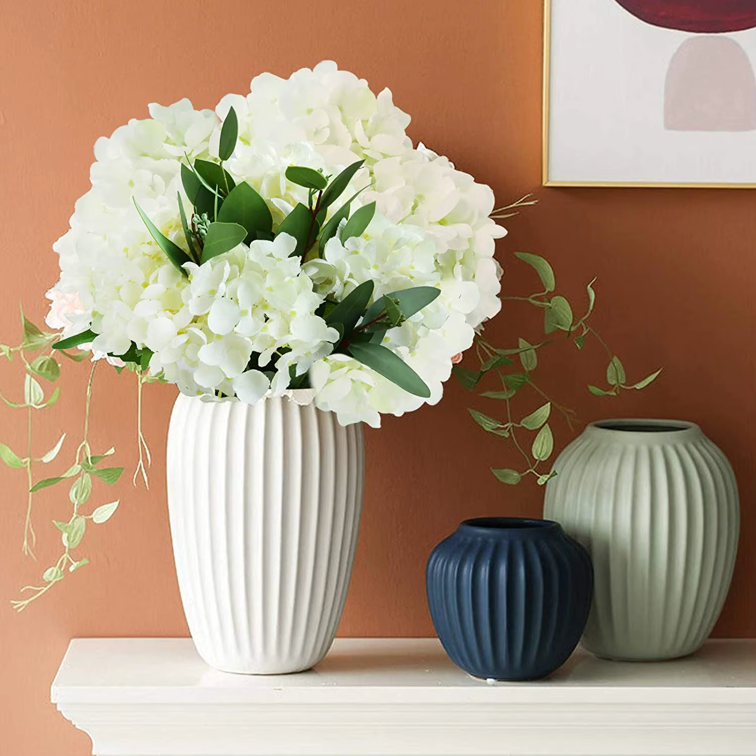 Hortensia fleurs en soie rose