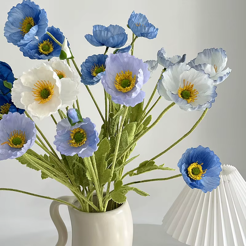 Fleur artificielle en soie de type pavot