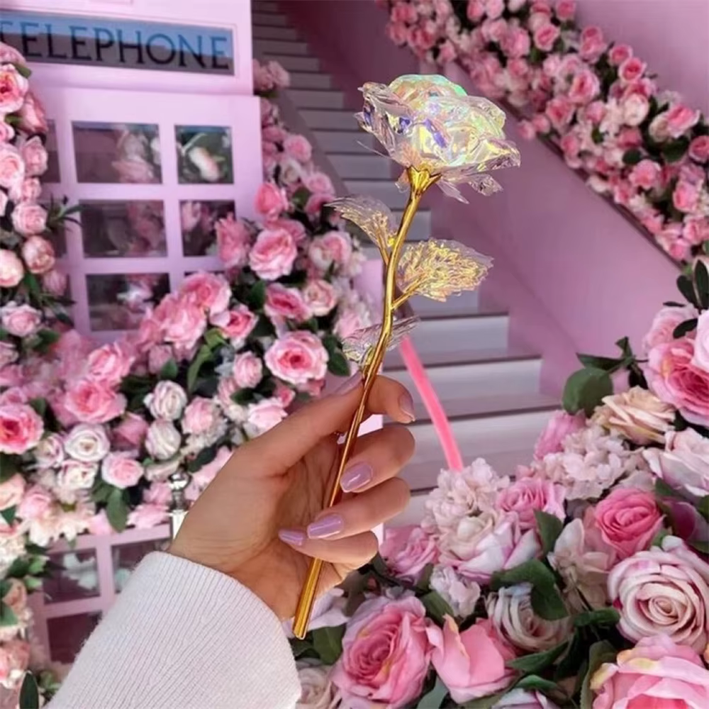 Feuille de Rose dorée fleur fleurs artificielles 24k Roses cadeau de mariage pour les invités décor à la maison saint valentin cadeaux de fête des mères