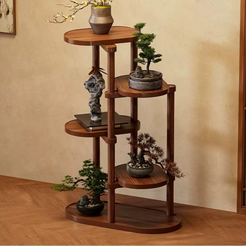 Support de plantes blanc en bois pour plusieurs fleurs