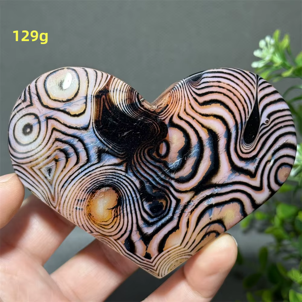 Agate florale naturelle à motif magnifique, cristal minéral en forme de cœur, ornements énergétiques pour la maison et le jardin, méditation, guérison, cadeau porte-bonheur