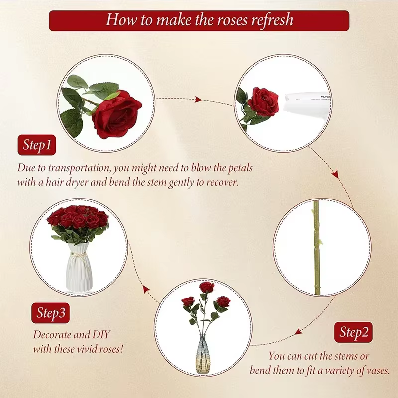 Roses artificielles en velours