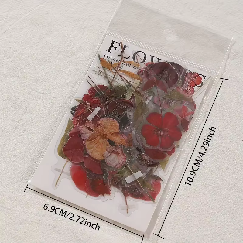 40 feuilles de fleurs séchées Collection série laque plante fleur séchée autocollants pour animaux de compagnie créatif bricolage Collage décor stationnaire