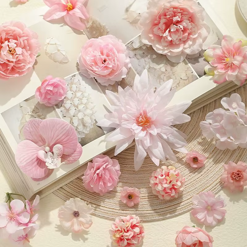 Fleurs artificielles roses en soie