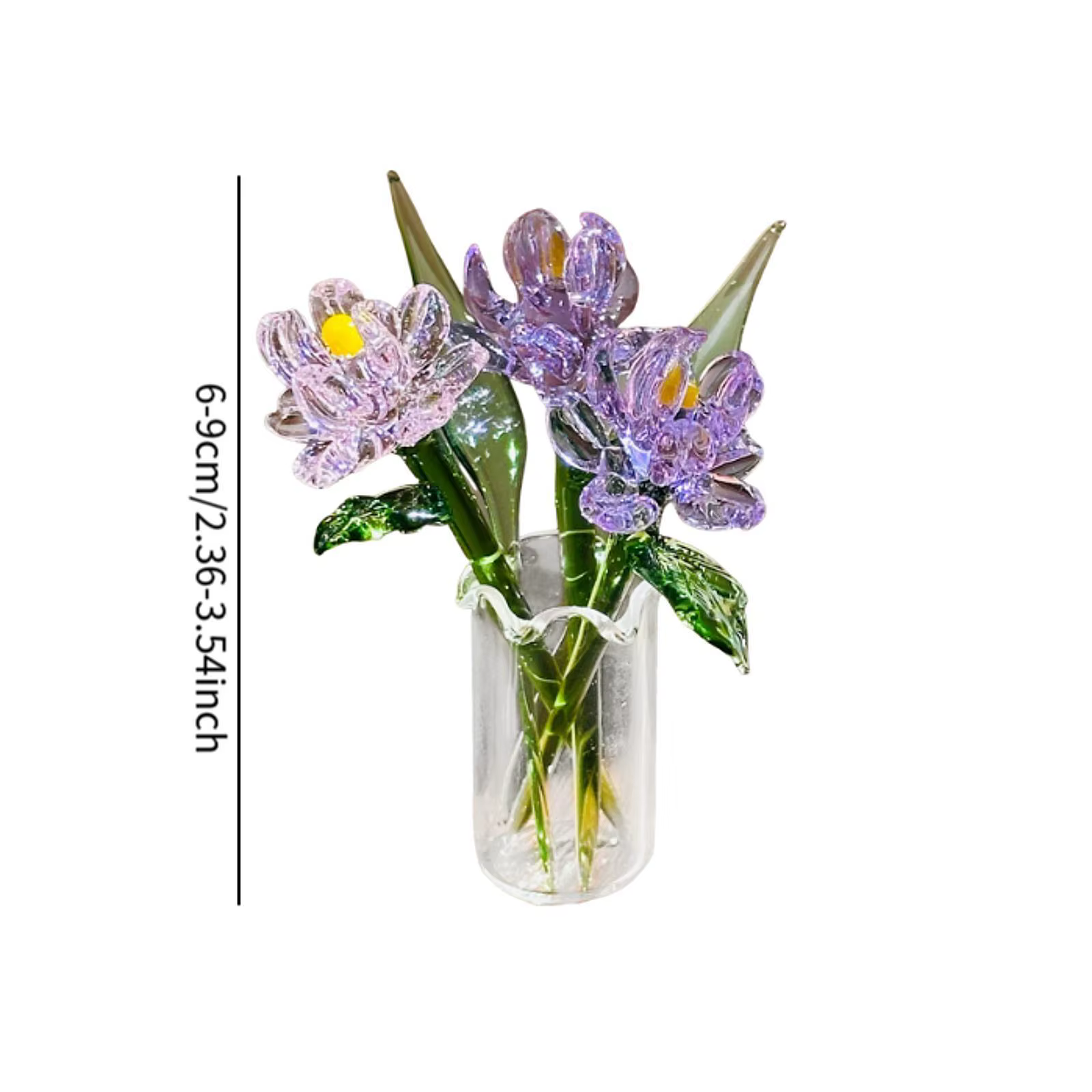 Figurine de fleurs en verre avec Vase
