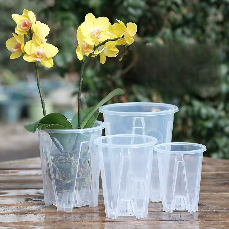 Pot de fleurs transparent respirant en plastique pour contrôle des racines