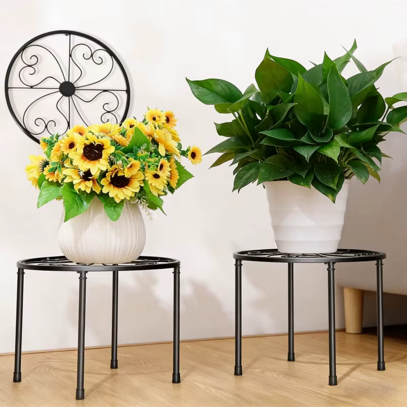 Support de fleurs minimaliste en métal noir