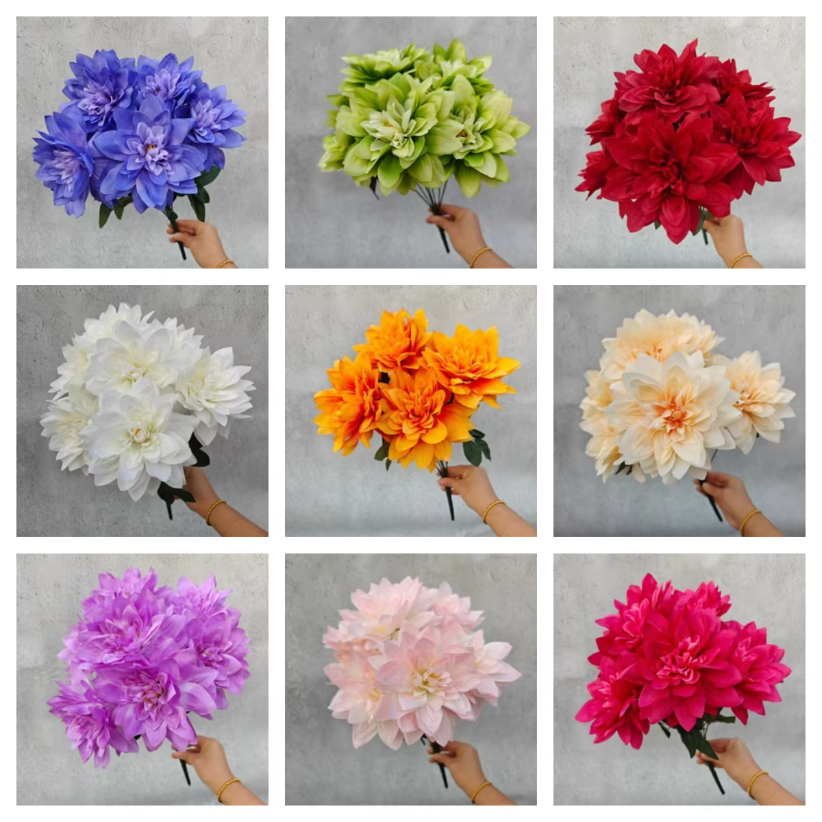 Fleurs artificielles de Dahlia à 7 têtes