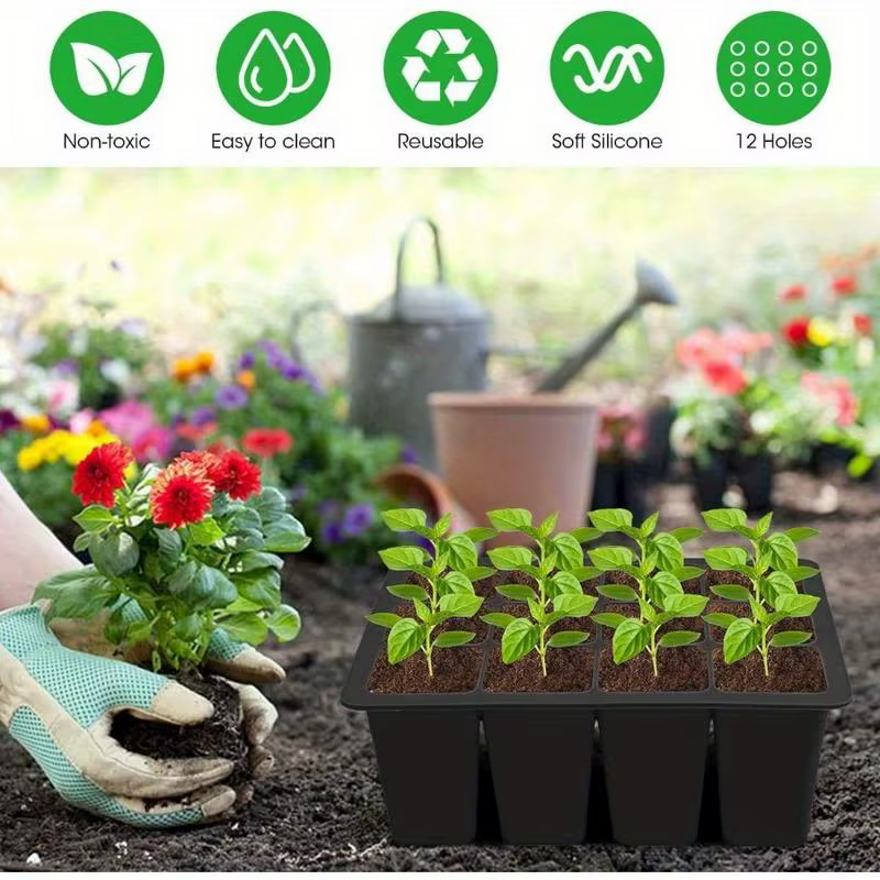 1 plateau de germination en silicone réutilisable pour la culture de semis et la pépinière