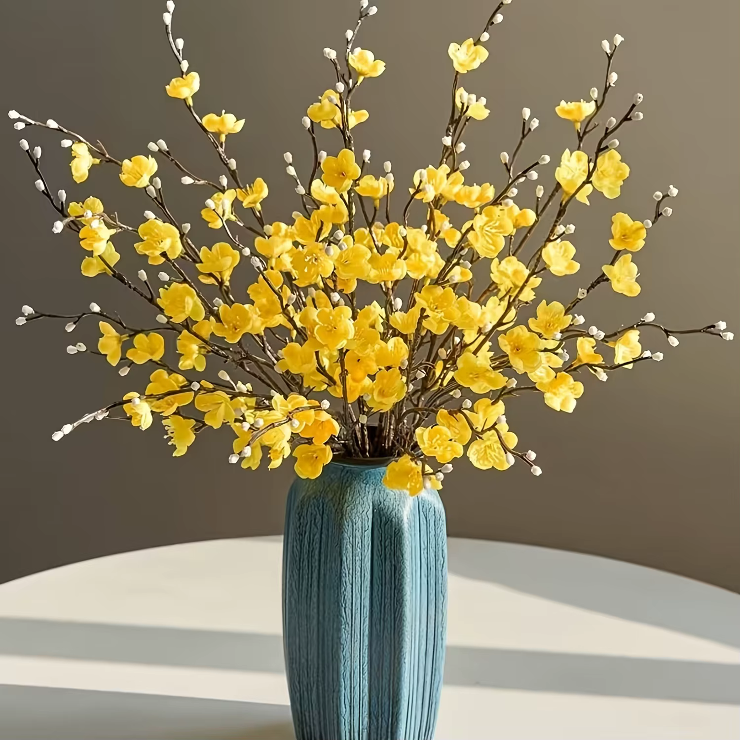 5 tiges de fleurs de prunier jaunes