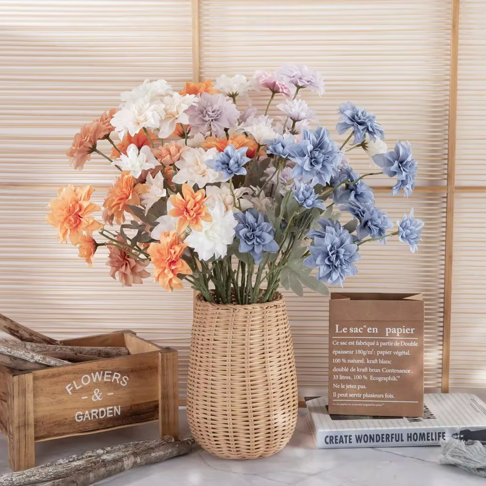 5 têtes de fleurs artificielles