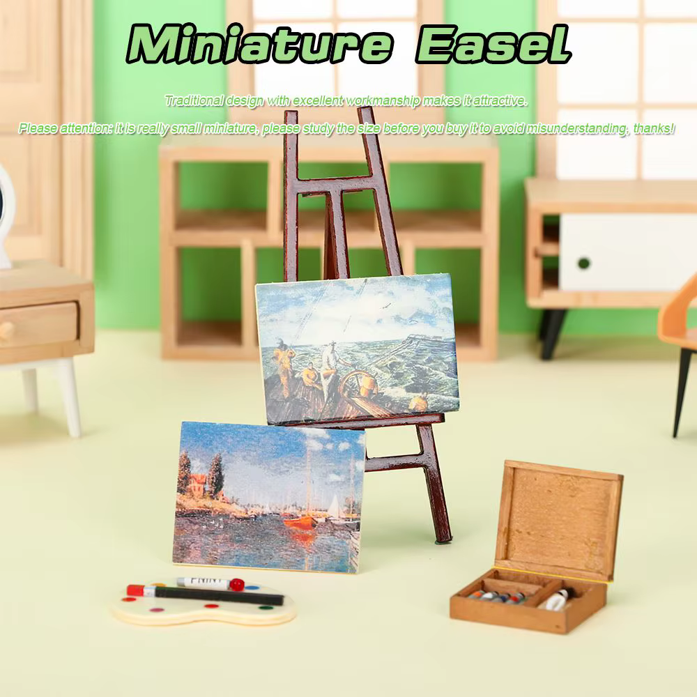 Miniature Liatif el Mini Wood Box Drawing Board, Toy Accessrespiration Model Set, Races House Furniture, Artist Paint Pen