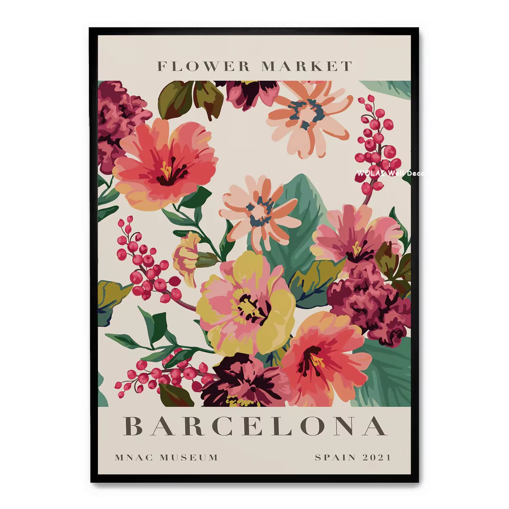 Toile imprimée de fleurs sauvages de printemps japonaises