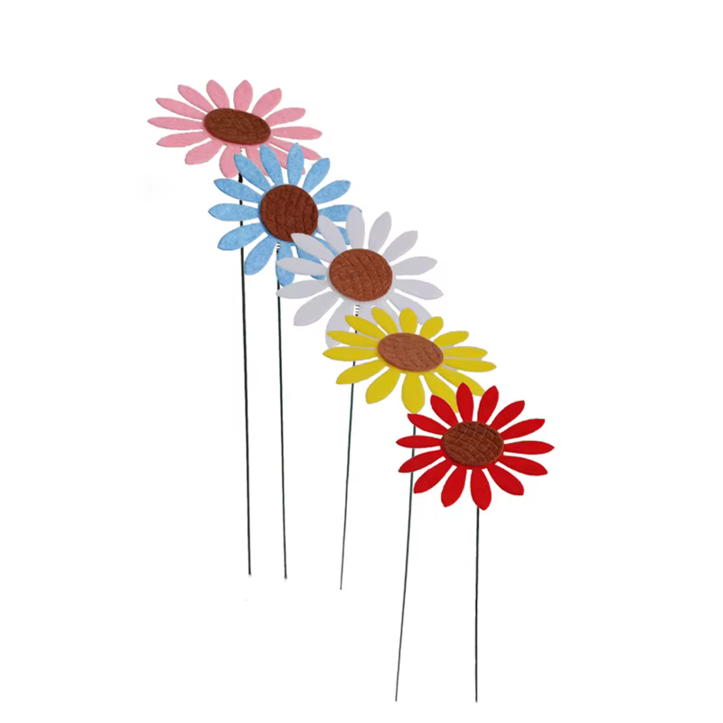 Piquets de jardin tournesol en métal Vintage