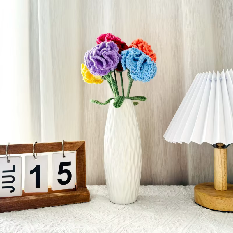 Bouquet de fleurs artificielles en crochet