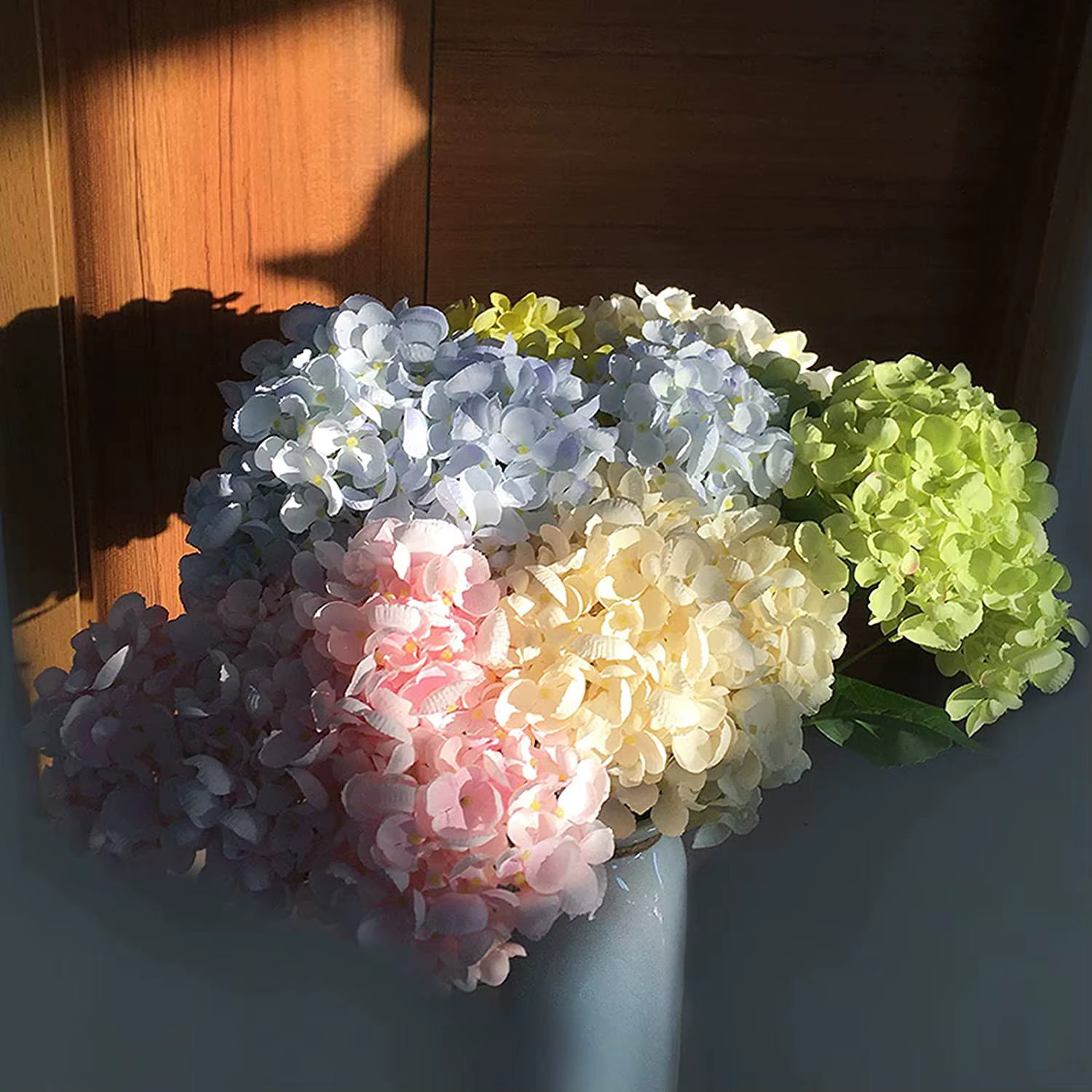 Hortensia fleurs en soie rose