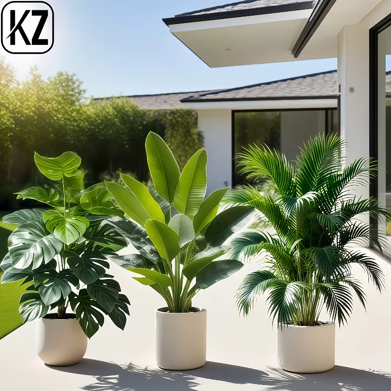 Lot de 3 plantes artificielles luxuriantes : bananier