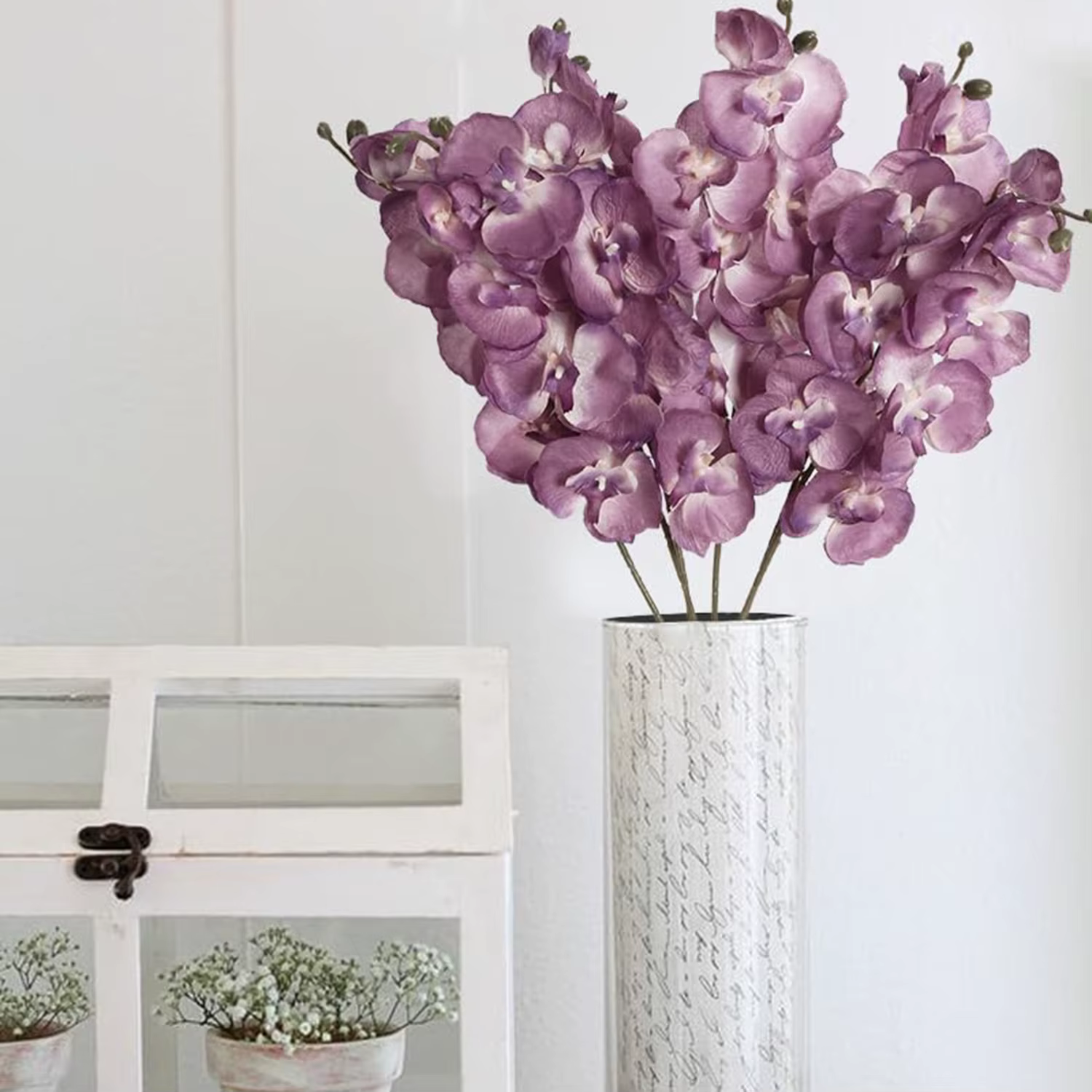 Fleurs d'orchidées papillon artificielles en soie