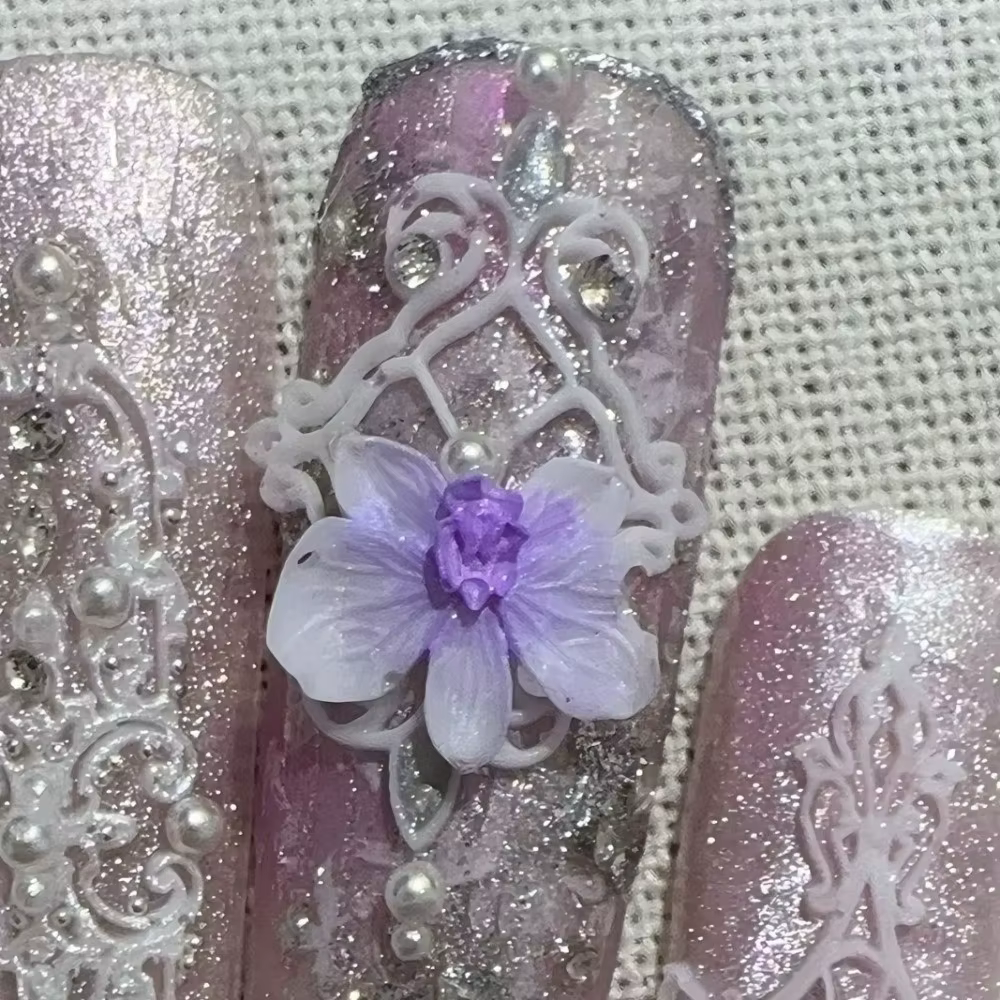 Modèle de sculpture pour nail art en silicone, motif floral, réutilisable, moule 3D Phalaenopsis, design d'orchidée papillon, modèle de sculpture