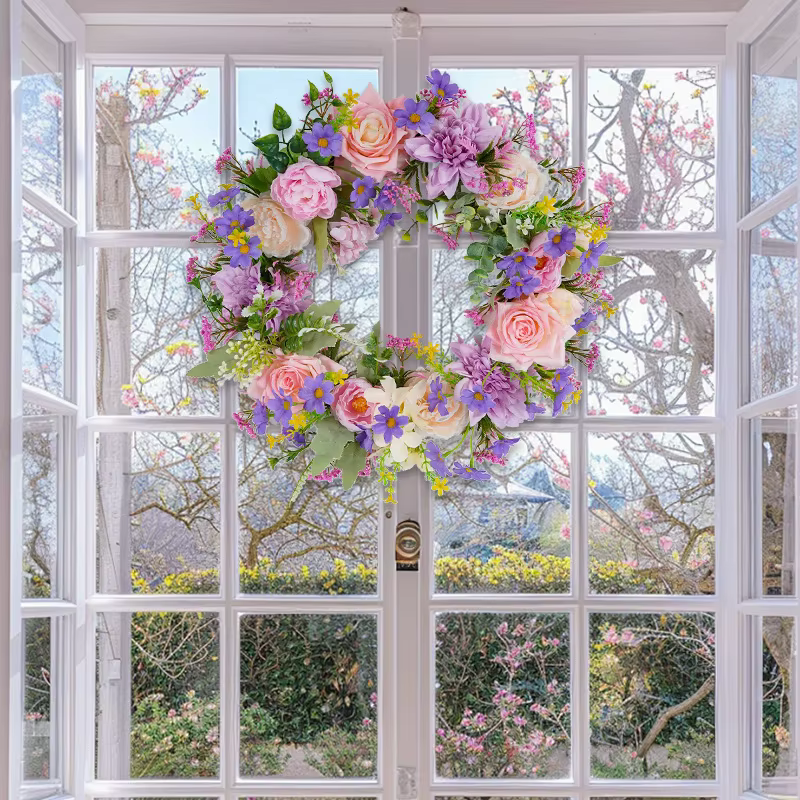 Couronne de fleurs artificielles