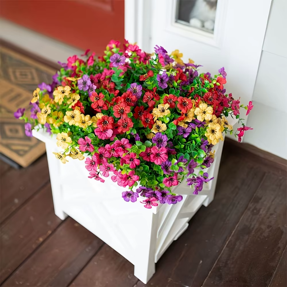 Lot de 12 fleurs de marguerite artificielles résistantes aux UV