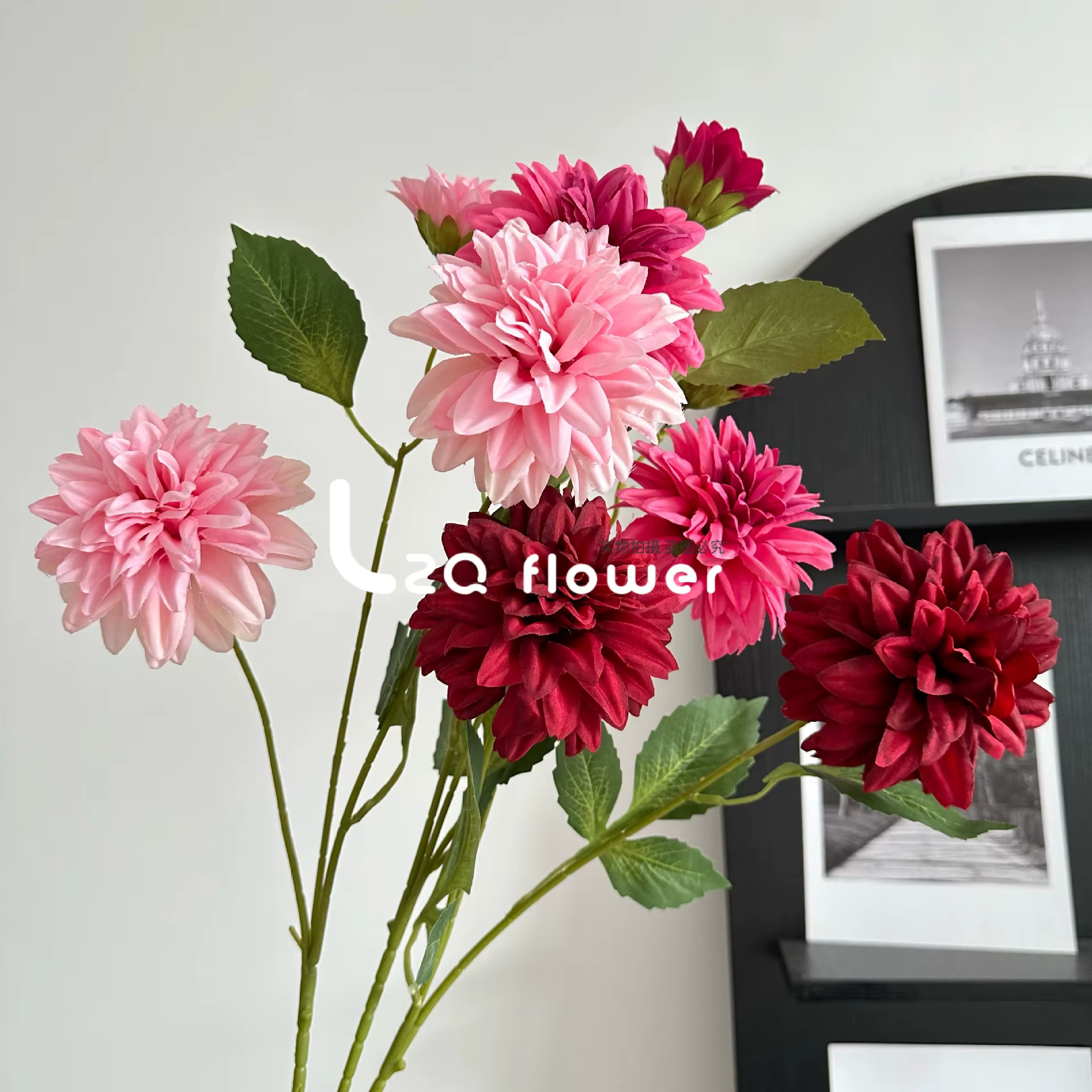 Magnifique fleur artificielle Dahlia à 3 têtes